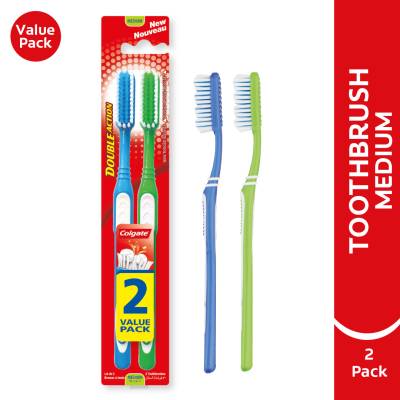 Colgate Double Action Medium Toothbrush, 2 Pack