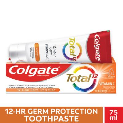 Colgate Total 12 Vitamin C 75ml Toothpaste (Carton + Tube) with Descriptor